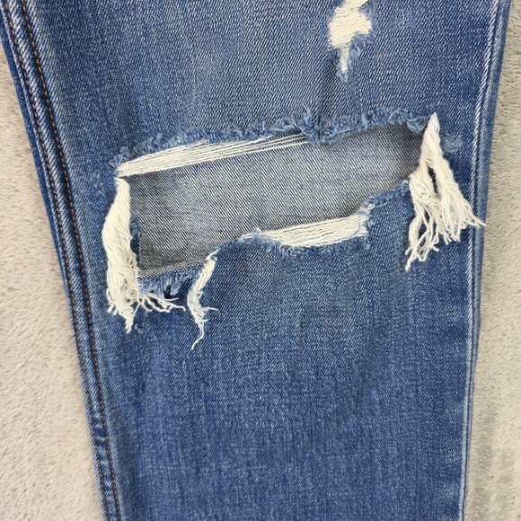 Abercrombie & Fitch Jeans Womens 28 Blue Ankle Straight High Rise Distressed - Picture 4 of 12